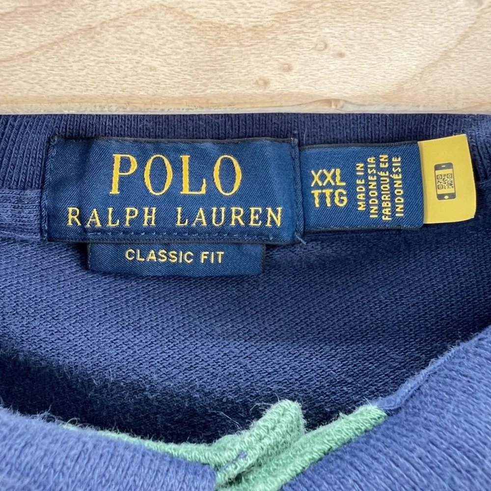 Polo Ralph Lauren Big Pony XXL Cotton Colorblock Green Blue Yellow Preppy Shirt